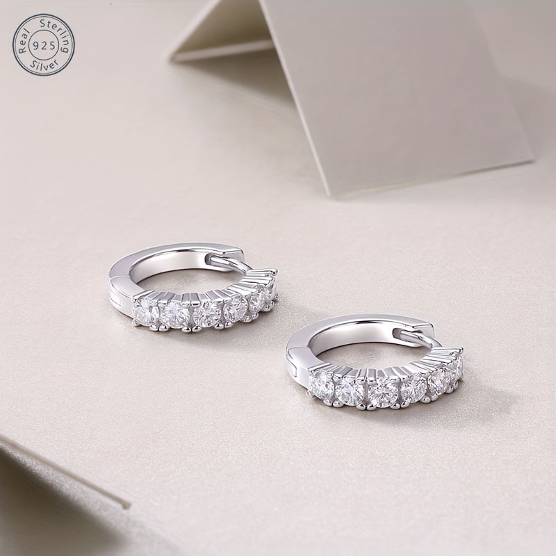   moissanite earrings in 925 sterling   with 5 moissanite for an anniversary birthday halloween or christmas holiday gift for your girlfriend wife friends or yourself Product details 4