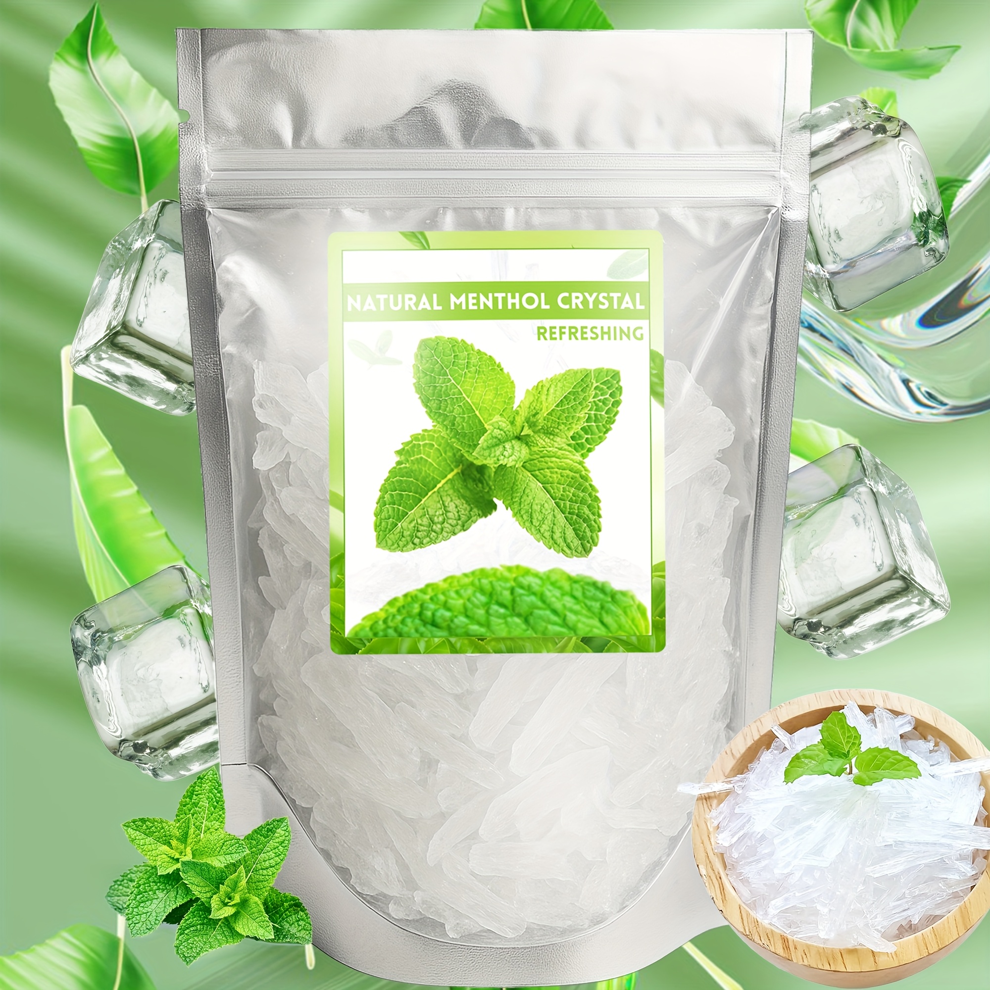 1oz Natural Menthol Crystal for Spa & Sauna - Refreshing Minty Aroma, Long-Lasting Freshness, Ideal for Steam Inhalation & Relaxation - Comes in Resealable Standalone Bag, Perfect for Christmas, Halloween, Easter