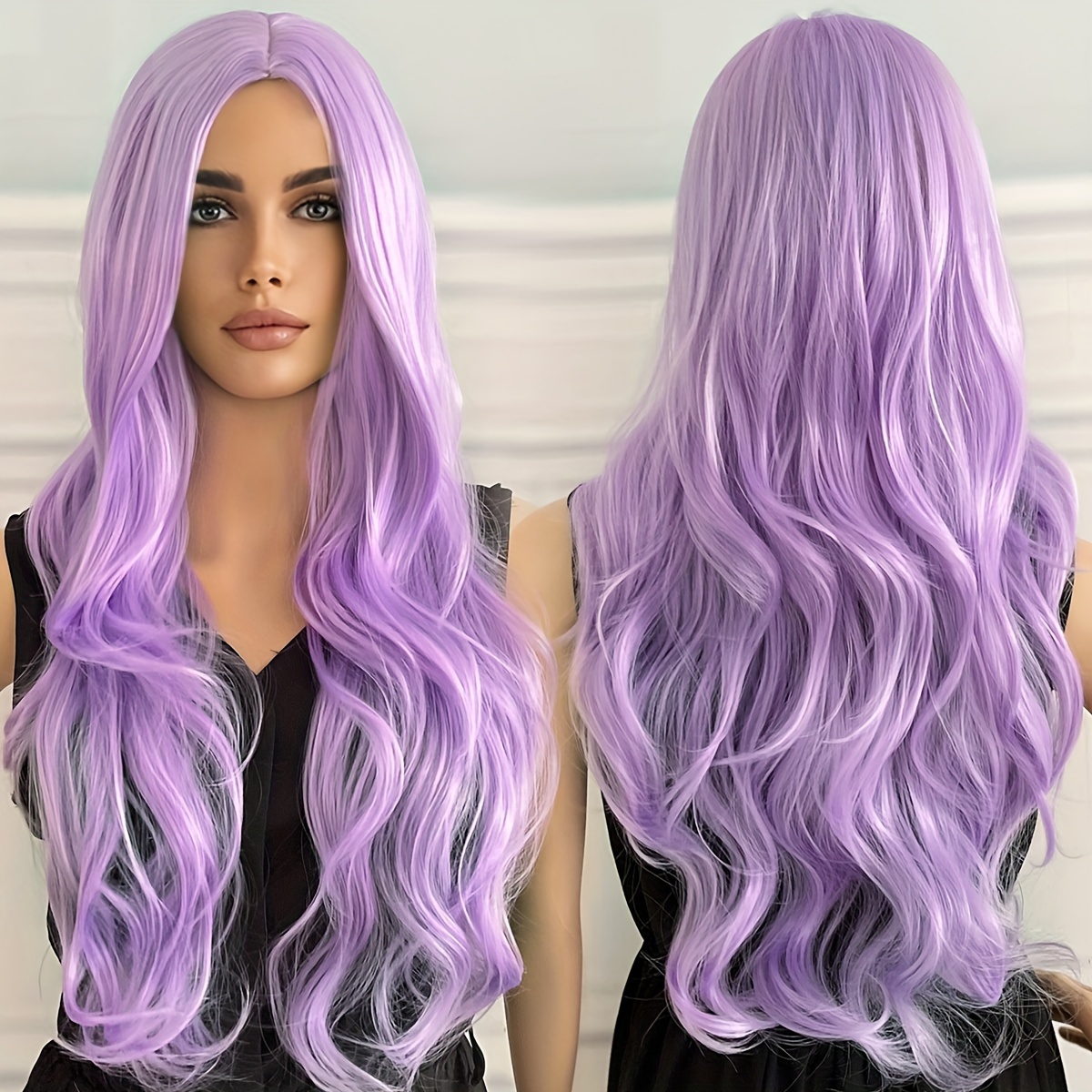 colorful synthetic wig multiple colors 24 inch no bangs body 