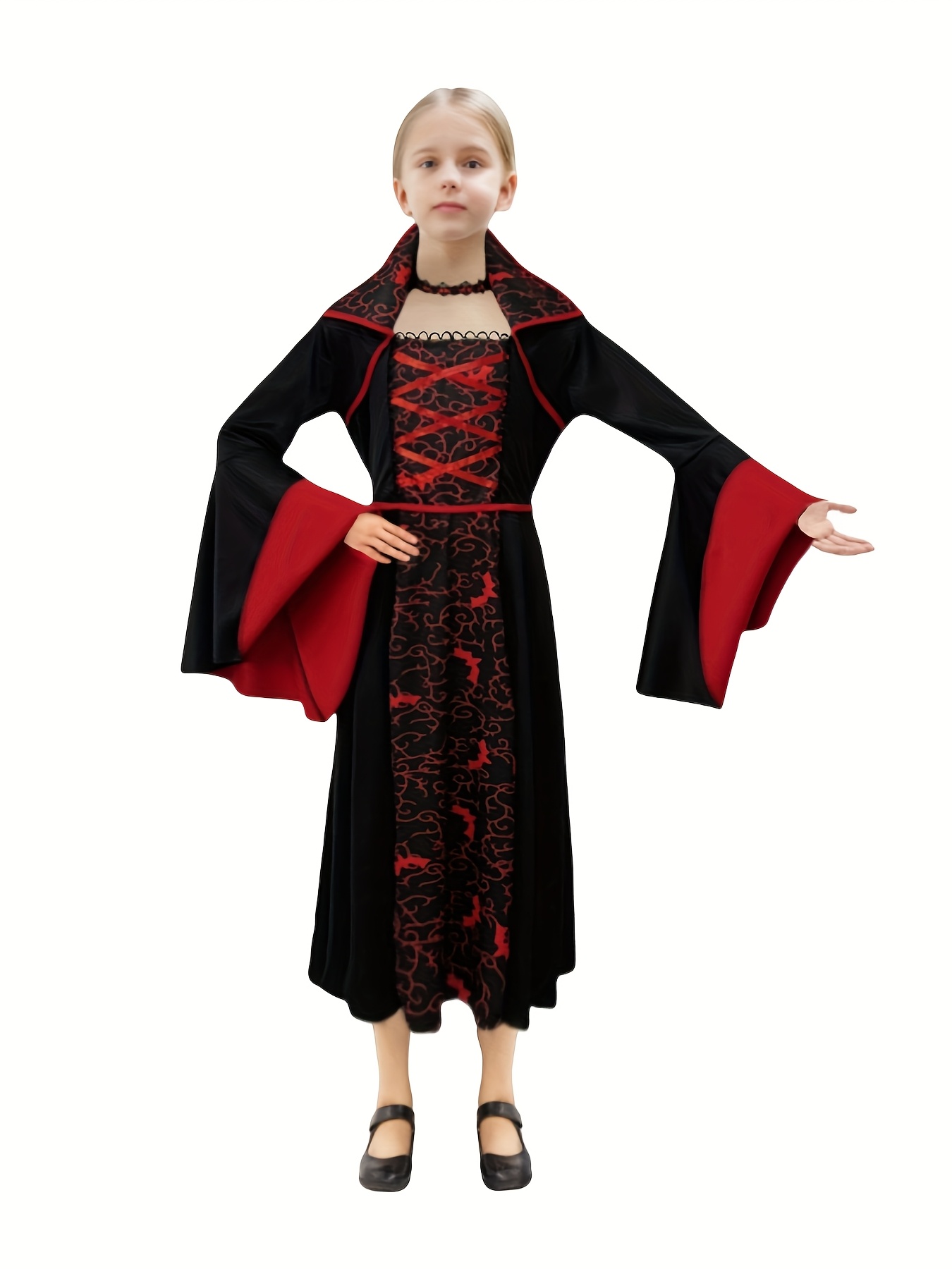 Une robe de princesse vampire pour filles, un ensemble * pièces comprenant  une robe et un collier, idéal pour les * Halloween, les *, image size:800x1067
