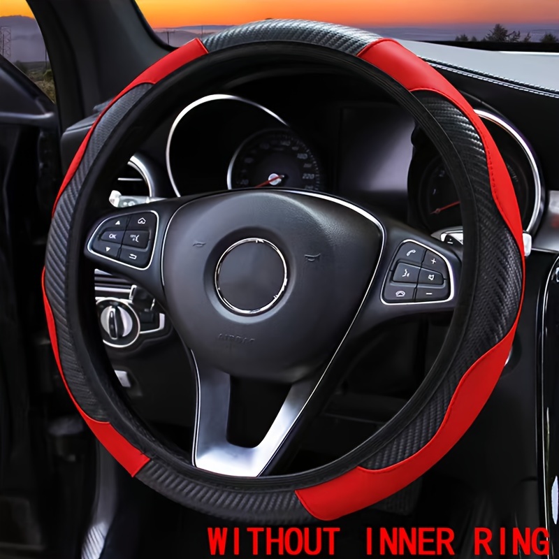 

Pu Leather Steering Wheel Cover - Universal Fit, Elastic Non-slip Design, Fashion Sport Stitching, Easy Installation (no Inner Circle)