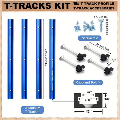 24pcs t track slot miter track t screw t slider 19 model aluminum alloy jig fixture for woodworking projects