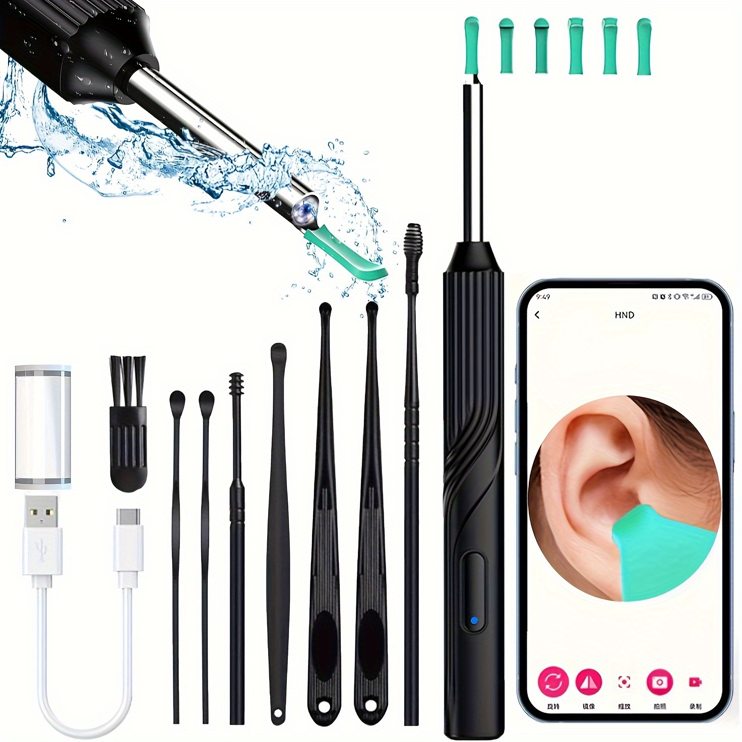  BEBIRD R1 - Herramienta de eliminación de cera de oído, cámara  de eliminación de cera de oído, limpiador de oídos con cámara, endoscopio  HD 1080P, kit de eliminación de cera inalámbrica