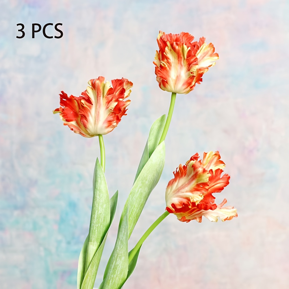 Bos Real Touch Papegaai Tulpen | 6 bloemen | Oranje | Sunset Blaze