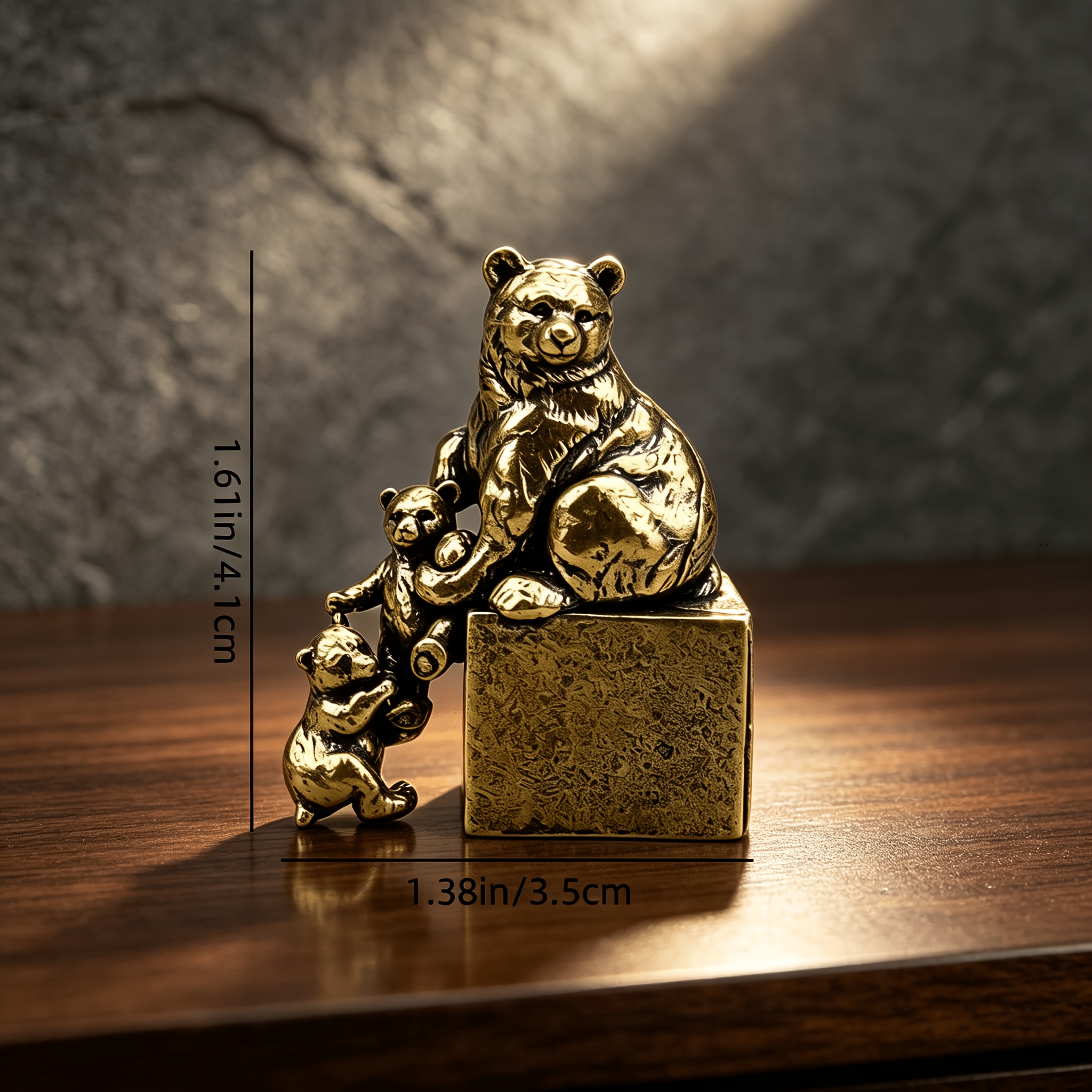 TEMU Collectible Figurines Vintage Brass Cast Mother And , Vintage Family Sculpture With Base, Handcrafted Collectible Art Piece, Desktop Home Art
