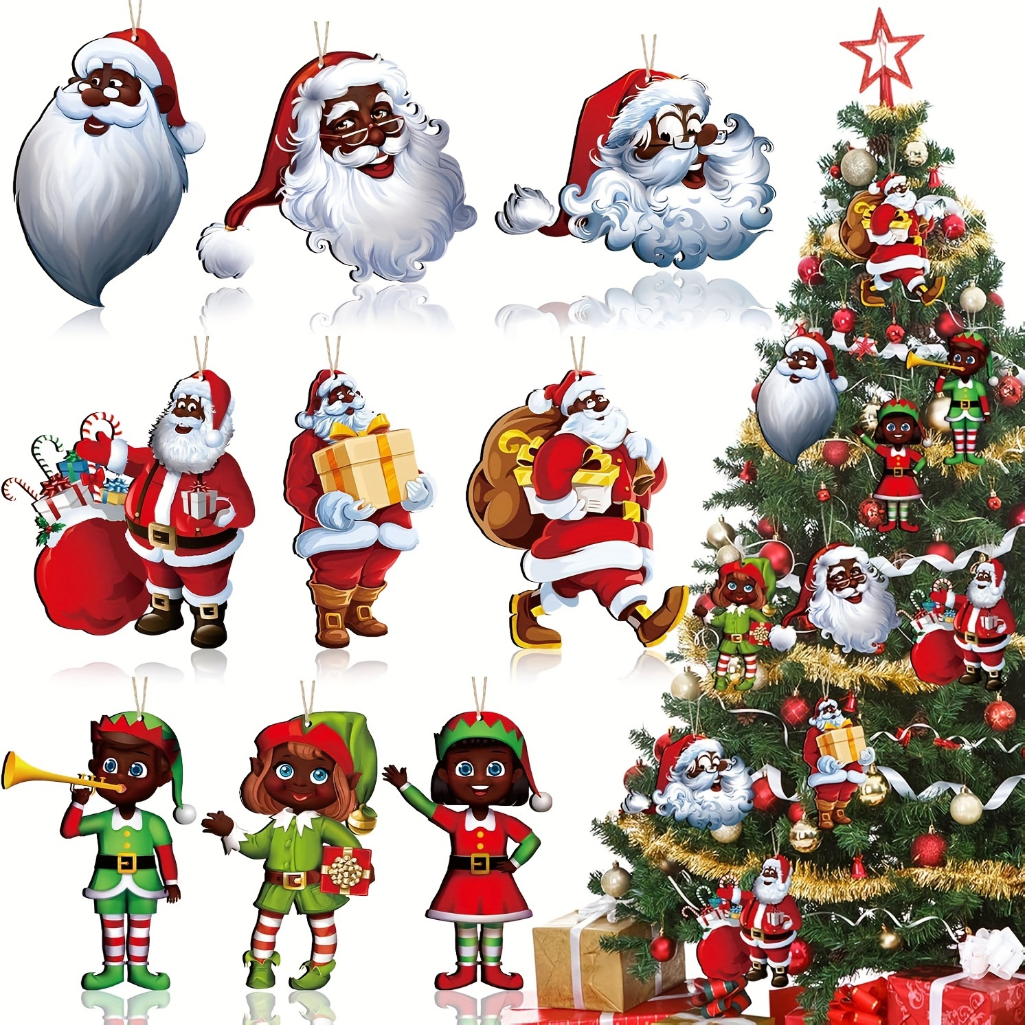 TEMU 27 Wooden Christmas Tree Decorations - Christmas Tree Hanging, Pendant And Topper - Festive Decoration For The Holidays