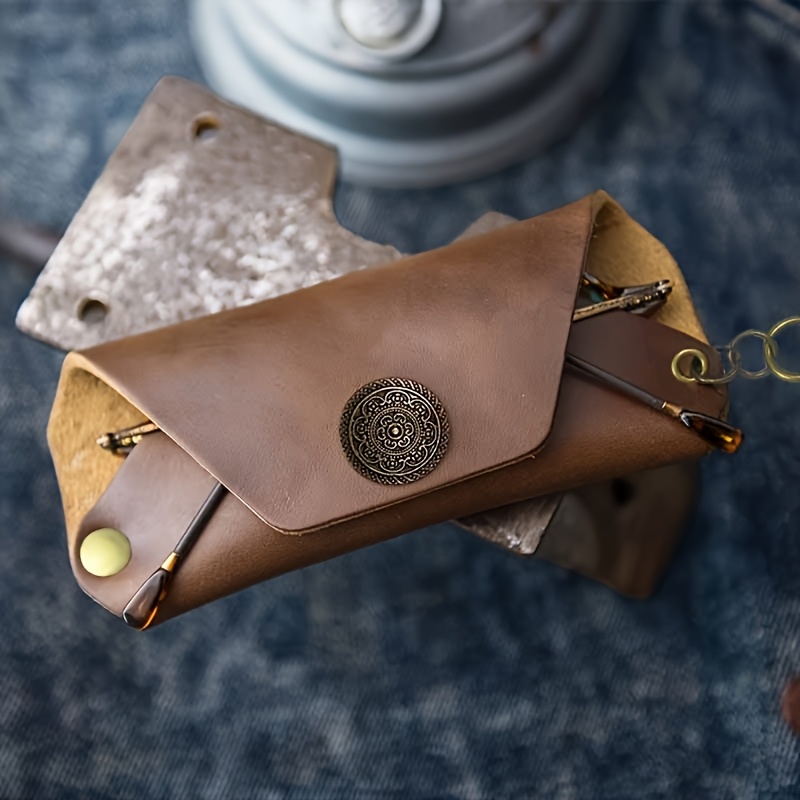 Hand-Stitched Vintage Leather Eyeglass Case