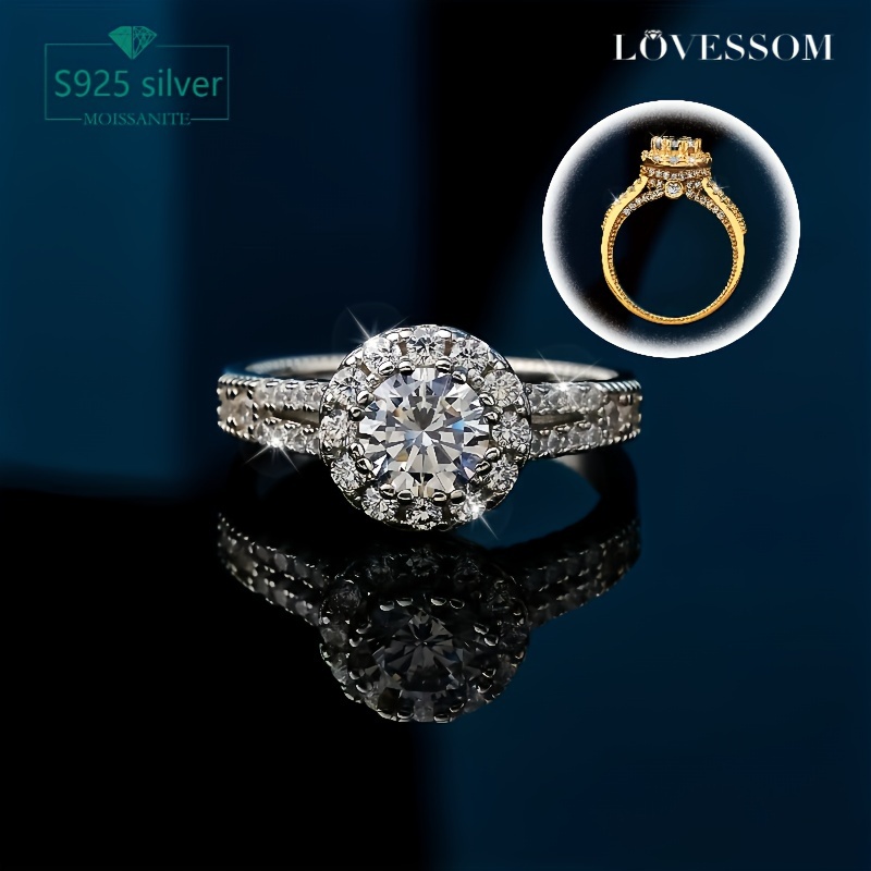 

Lovessom 2ct Moissanite Engagement - Round Cut, 925 Silvery, For Weddings & , Box Included