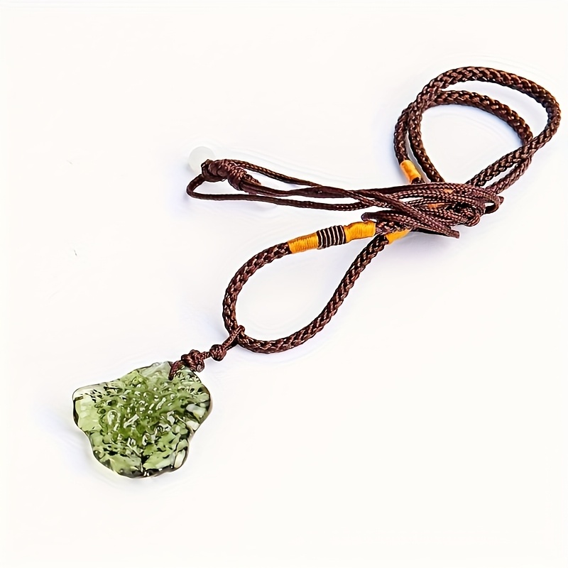 TEMU Naturallooking Green Necklace With Meteorite Pendant  Czech Republic Meteorite Impactite Gemstone Birthstone Gift For  Meteorite Forcasting