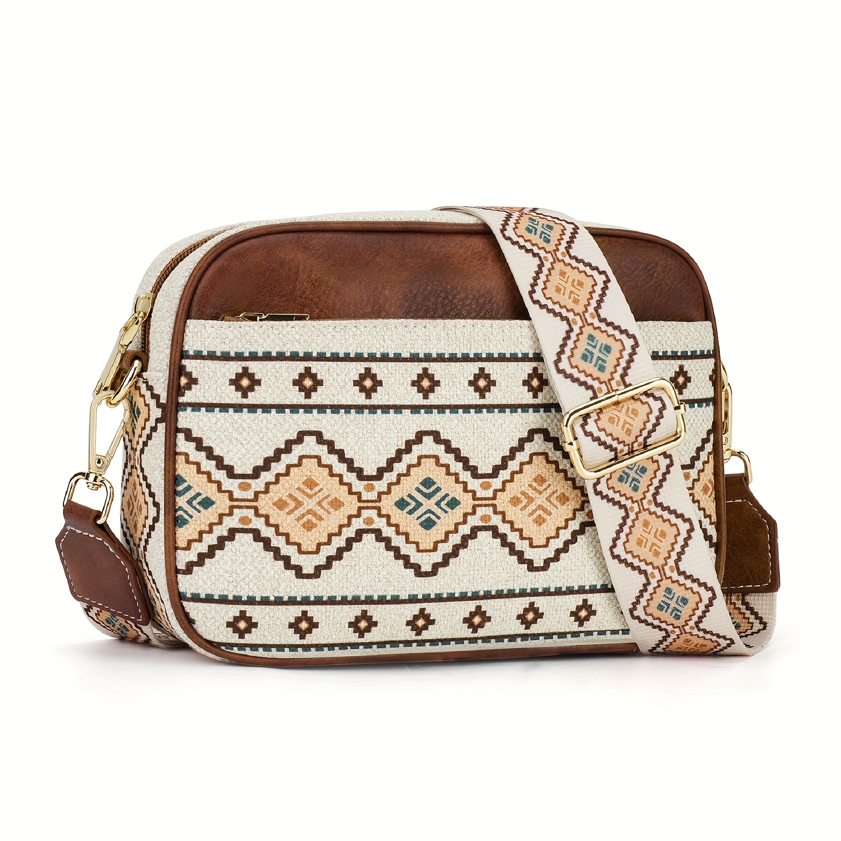 

Ethnic Style Crossbody Bags, Women's Bohemian Purse, Retro Western Aztec Shoulder Bag