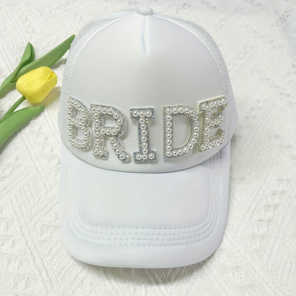

1pc Bride Hat White Pearl Bridal Baseball Cap For Wedding Hen Night Party Decor Bachelorette Party Accessories Supplies Bachelorette Party Bridal Party Hat