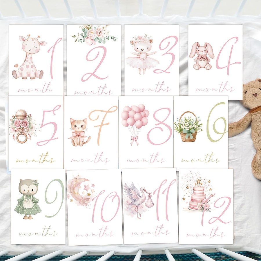 E-shop Geschenk für Sie/Ihn – 12er-Pack -Karten für die erste Feier, ideal als Geschenk für frischgebackene , Partys, Fotoprops als monatliche