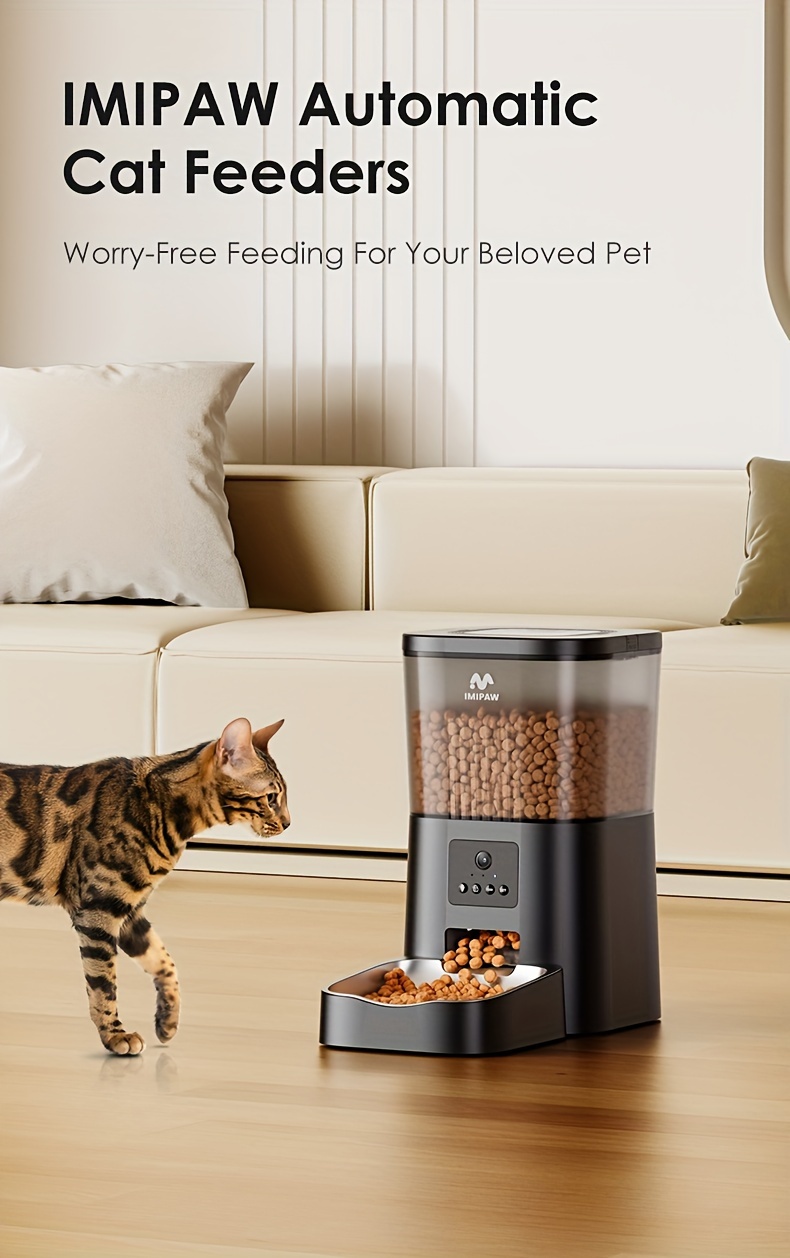 Distributore Automatico Cibo Gatti IMIPAW - 2 Ciotole, Timer Programmabile, 4L, Per 1-6 Pasti Giorno - Alimentazione A Batteria O Rete - Foto 5