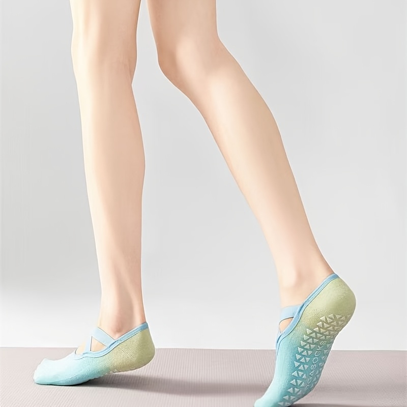 TEMU 6-pair Women's Non-slip Yoga Socks Suitable For Dance, Pilates & Gym - Gradient Color Thin Fitness Floor Sock With Sole, Machine Washable For