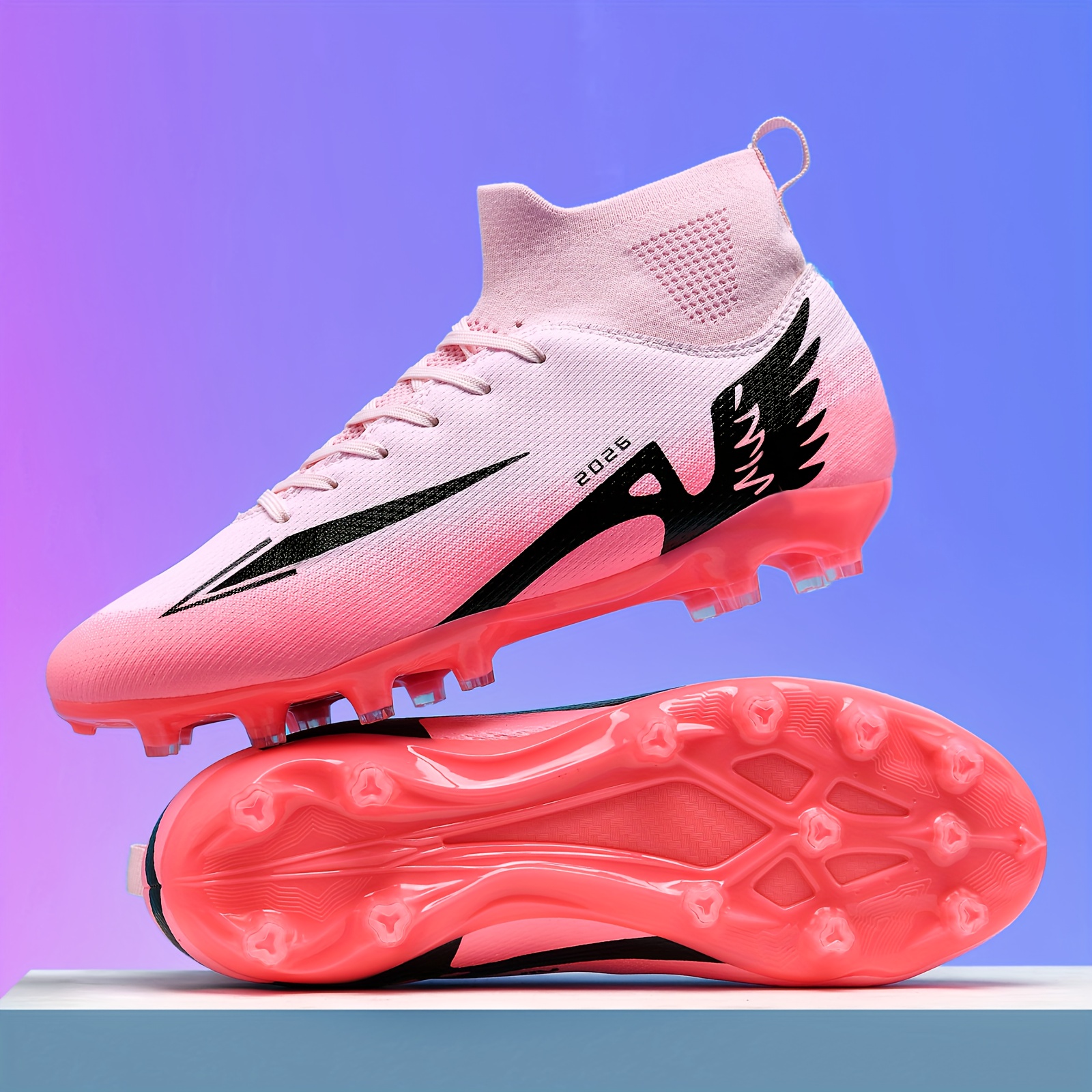 Nuevas Zapatillas de Entrenamiento Profesionales para Hombre, Botas de Fútbol con Punteras AG Antideslizantes para Adultos, Zapatos de Combate Transpirables de Caña Alta, Tacones de Fútbol Ligeros para Césped de Exterior para Parejas, Clásicas Zapatillas de Fútbol Deportivas Negras.