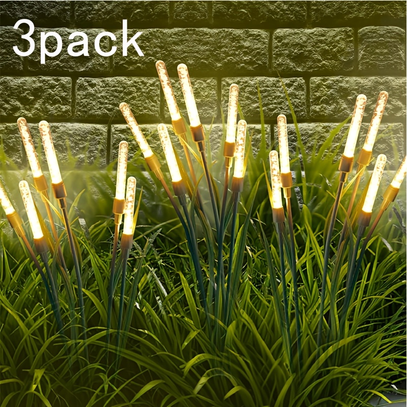 TEMU Led Solar-powered Reed-style Outdoor Lights; 3 Sets Of 18-led Solar Garden Lights; Weather-resistant Outdoor Garden Landscape Lighting And