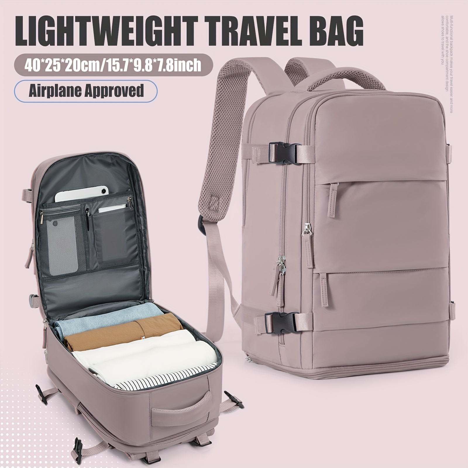 travel backpack 40 x 20 x 25 cabin bag ryanair approved - Temu