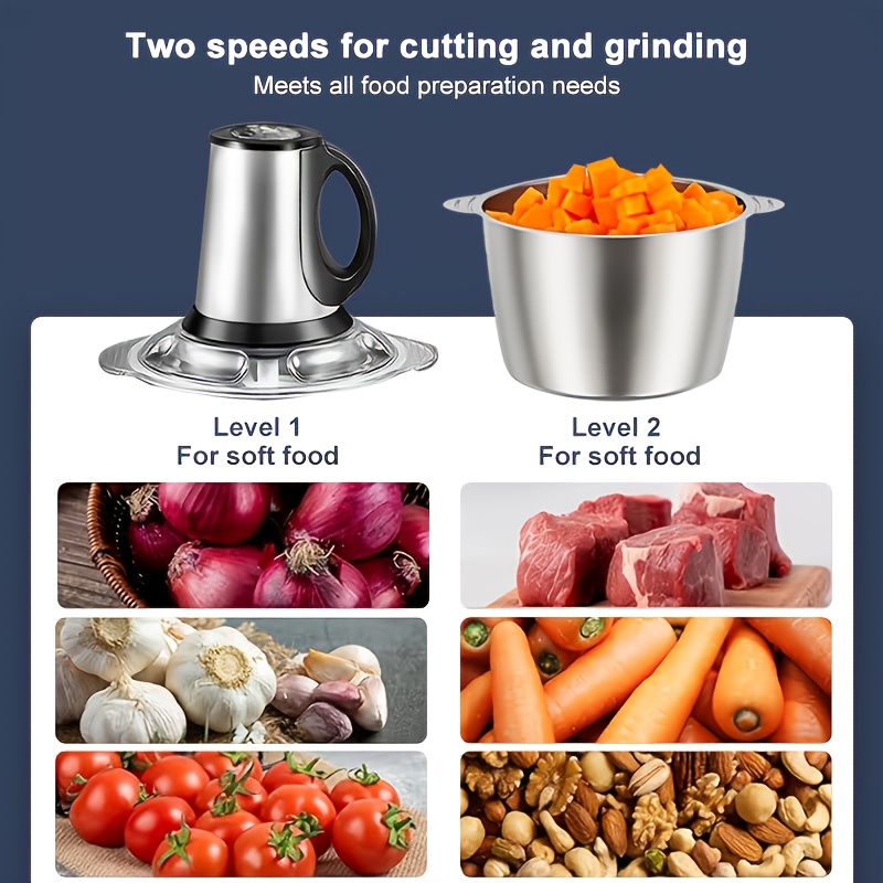 dual bowl blades electric meat grinder 101 45oz   food processor multifunctional kitchen tool for chopping veggies nuts onions grinding meat salads garlic press mashing dough manual meat grinder meat grinder heavy duty grinder for kitchen stainless steel meat grinder meat grinder blade vegetable chopper dough maker     blades sturdy construction professional chefs meal preppers Product details 2