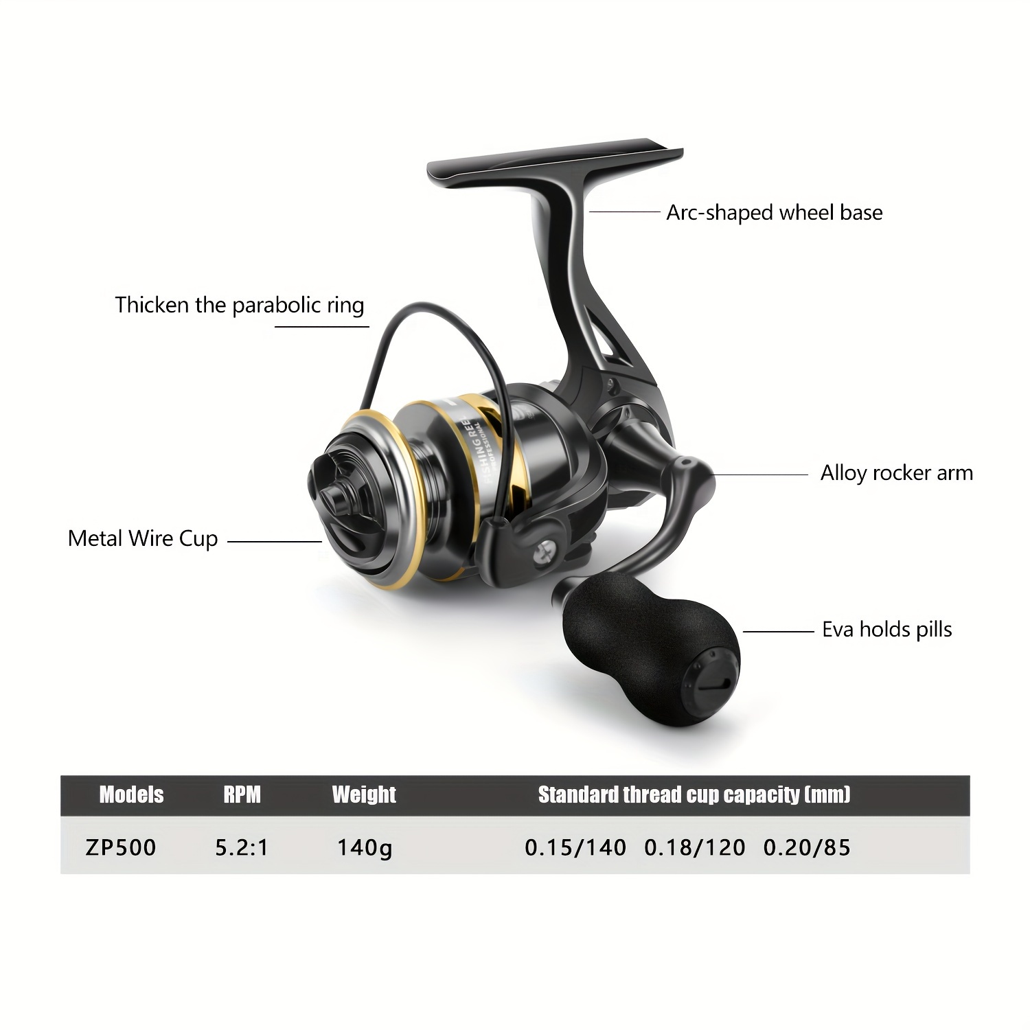 TEMU 1pc Zp500/800 Reel, 5.2:1 Gear Ratio, , 5kg Max , Outdoor Tackle