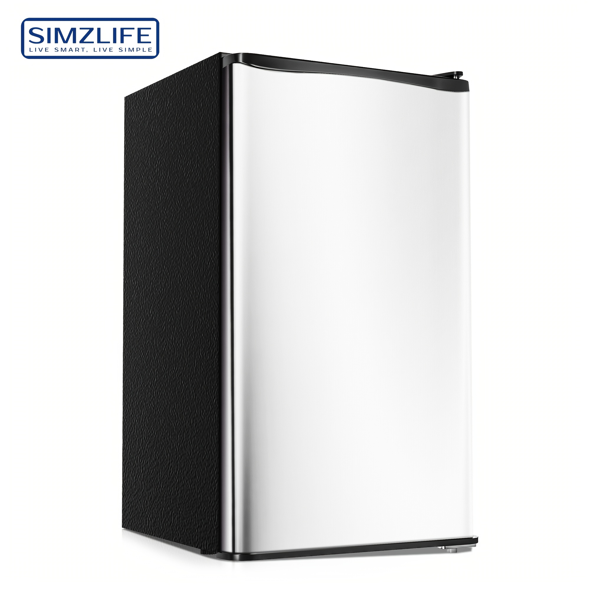 

3.2 Cu.ft Single Door Mini Fridge With Freezer - With Led Light, Energy-saving, Adjustable Thermostat, Ideal For Bedroom, Dorm, Or Office (silver).