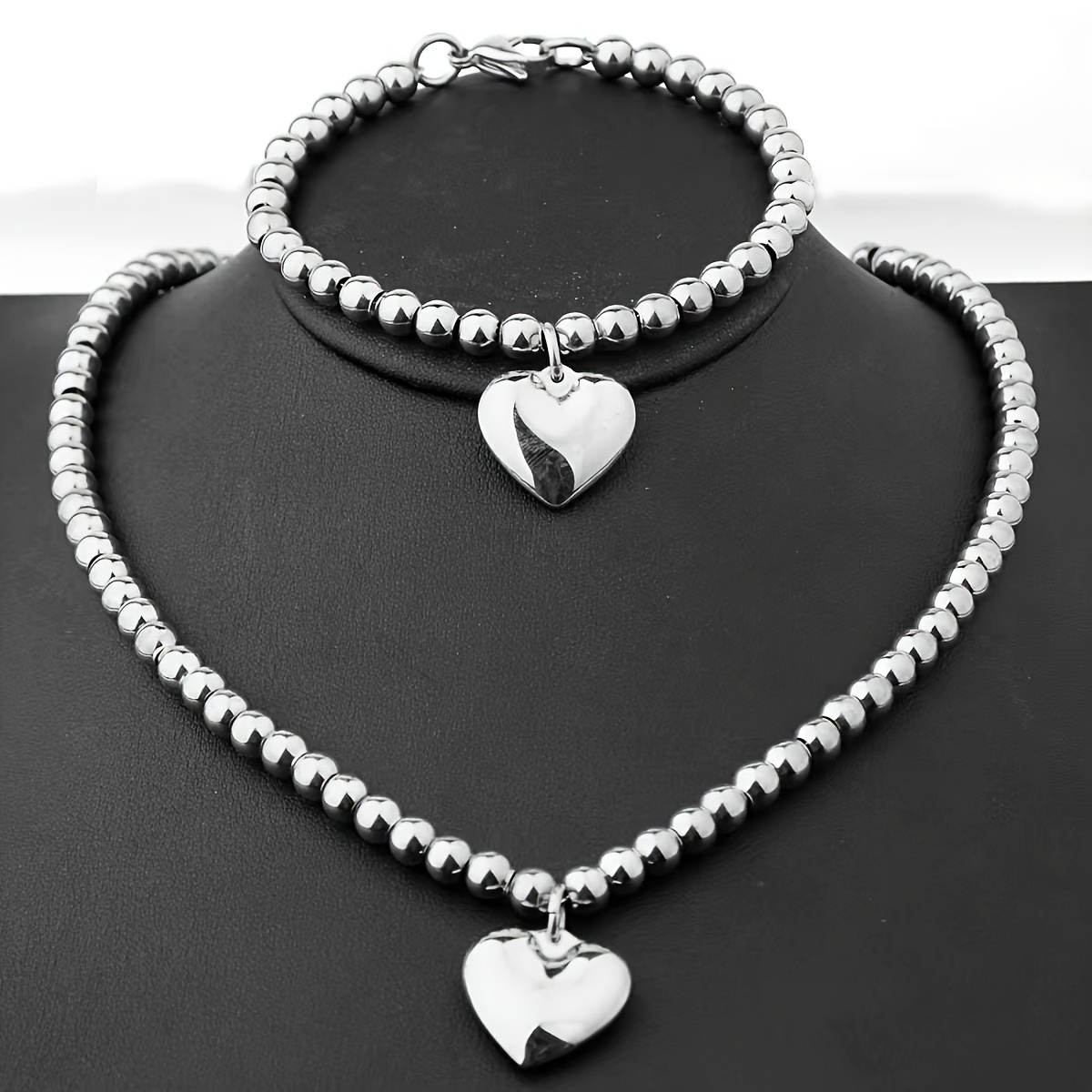 

Steel Pendant Necklace & Bracelet Set - For Or Parties, 's