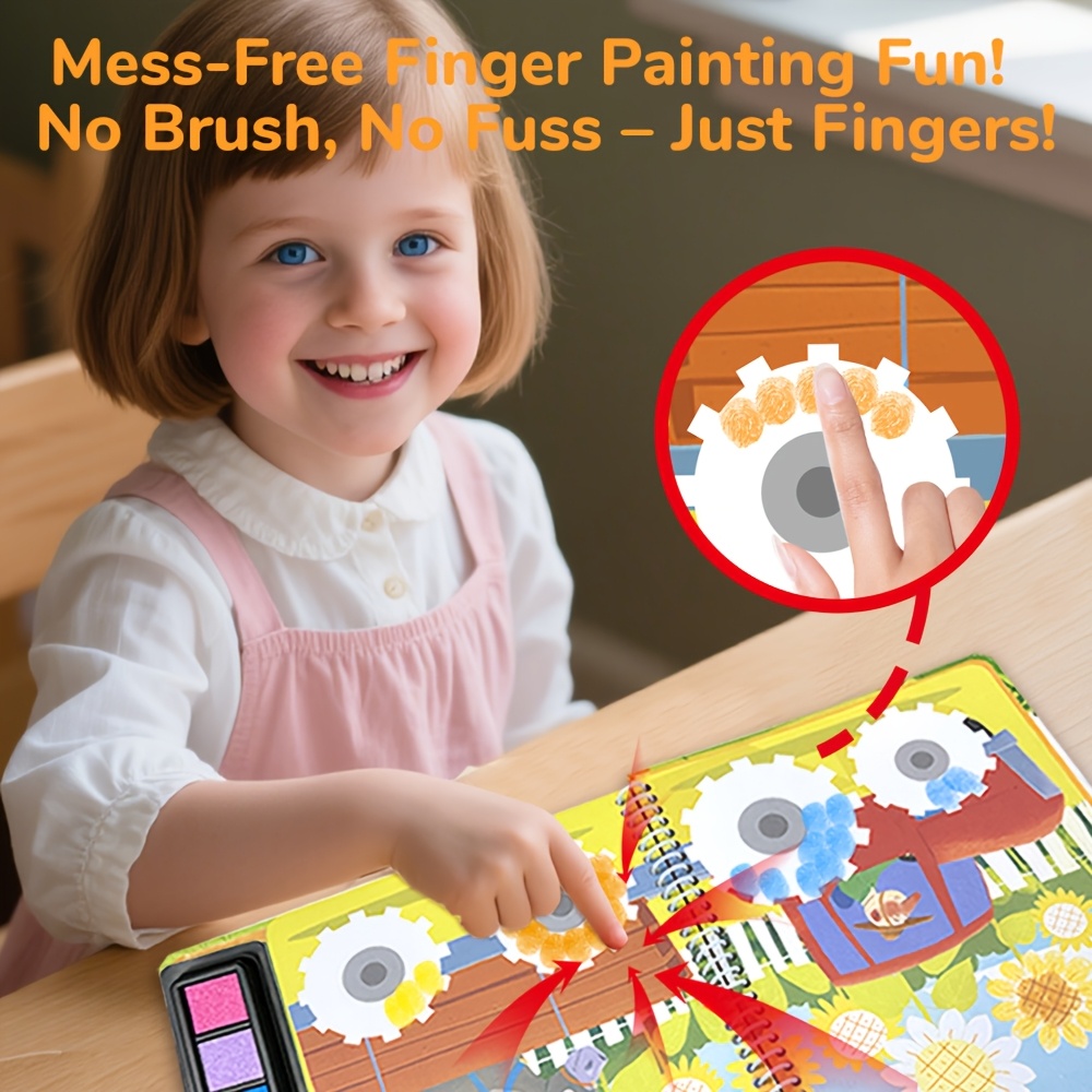 MAGIC FARM, 30+ Farm animals scenes, DIY Coloring Book for Finger Painting, toys, Crayola Color Wonder Mess Free Fingerprint Ink Painting Activity Set, Finger Painting Alternative, Toddler Coloring, Travel Activity, Gift for Toddlers, classroom resources primary, colouring books, Bear Tale?
