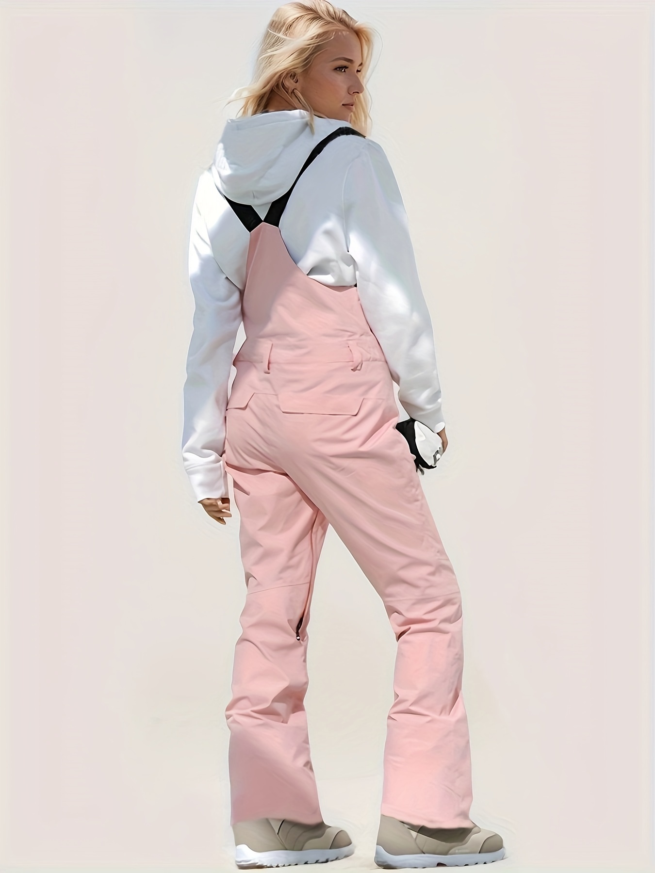 Women'S Pink Snowsuit with Zipper Pockets - Stylish Ski Pants for Spring Sports, Non-Stretch Polyester, Zipper Fly Closure, Skiing Apparel | Modern Skiwear | Zippered Pants