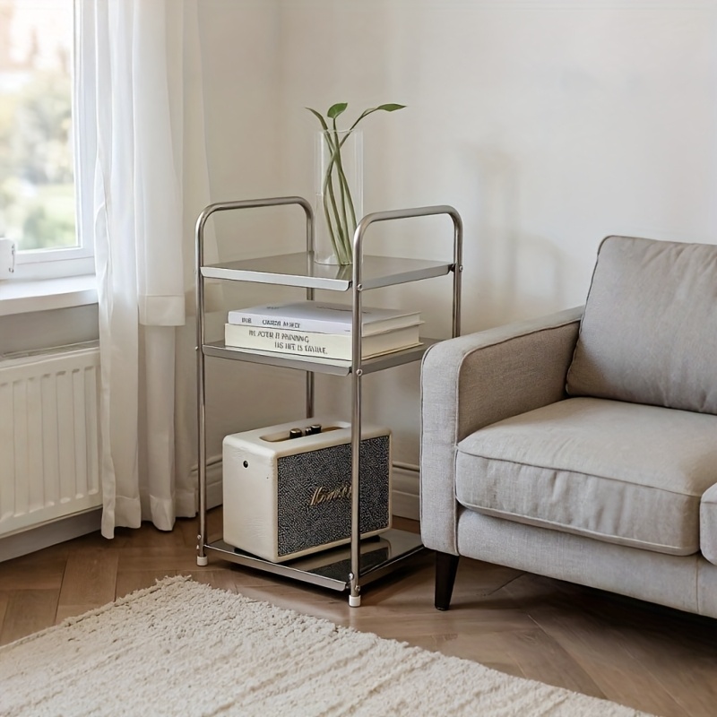 Image of Modern Side Table With Storage Unit Combination - Versatile Furniture For Living Room, Bedroom And Office, Space- Sturdy Metal Frame, Easy To Assemble, Essential Small Table For Home