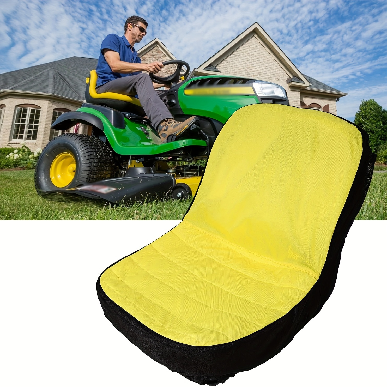 

Riding Lawn Mower Seat Cover Compatible With John Deere Tractors Gator Series, Durable Protective Cushion With Elastic Cord For Secure Fit, Easy Installation, Up To 18-inch Seats - Lp92334