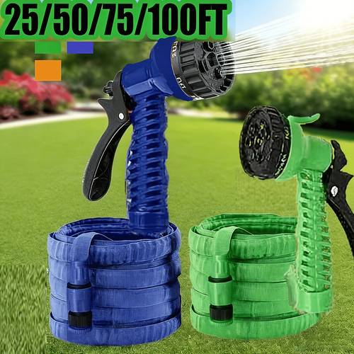 home garden hose with detachable spray nozzle hook and storage bag leak proof design suitable for 25 50 75 100 feet for outdoor use multiple spray suitable for lawn watering plant irrigation and vehicle