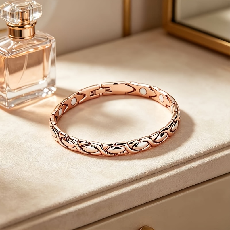 TEMU Women's Copper Magnetic Bracelet With 99.9% Purity Magnet - Exquisite Valentine's Day And Mother's Day Gift, Including Size Adjustment Tools