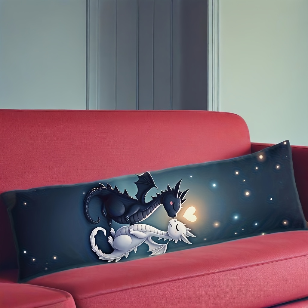 TEMU 1pc Black And White Design Double-sided Print Full Body Pillow, Durable And Machine Washable, Suitable For Side/back/stomach Sleepers, Modern