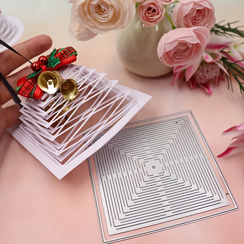 TEMU Vierkante en ronde metalen snijmatrijzen, duurzame ijzeren sjablonen voor het maken van papierproducten met een 3D uittrekeffect - perfect voor