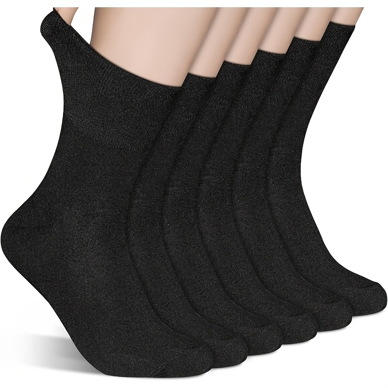 Image of 6 Pairs Of Loose-fit Socks For , No-chafing, Extra Wide And Extra Long Men's Mid-calf Socks For Spring And Autumn
