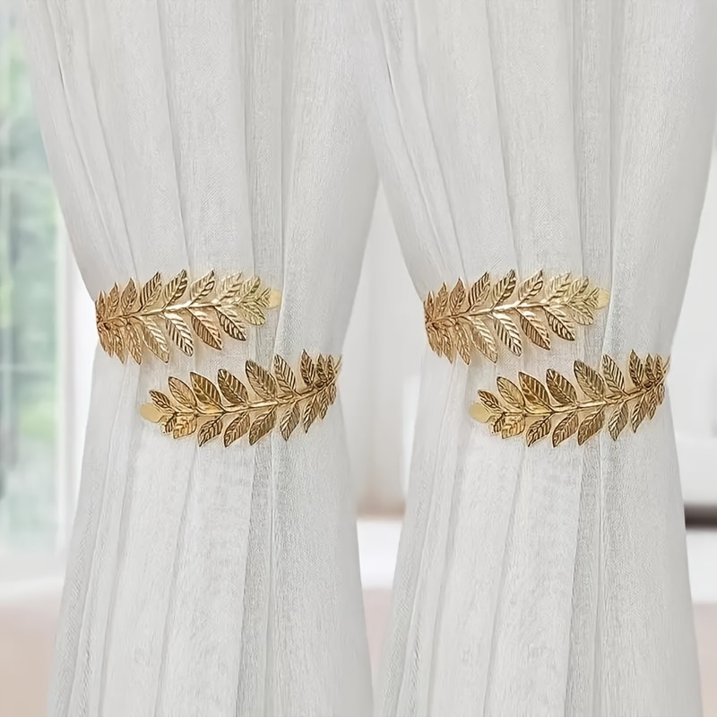 

2 Pieces Of Golden Metal Curtain Tiebacks, Exquisite And Curtain Clips, Decorative Curtain Rings, Especially Suitable For Curtains, Curtains, Bathroom Accessories.