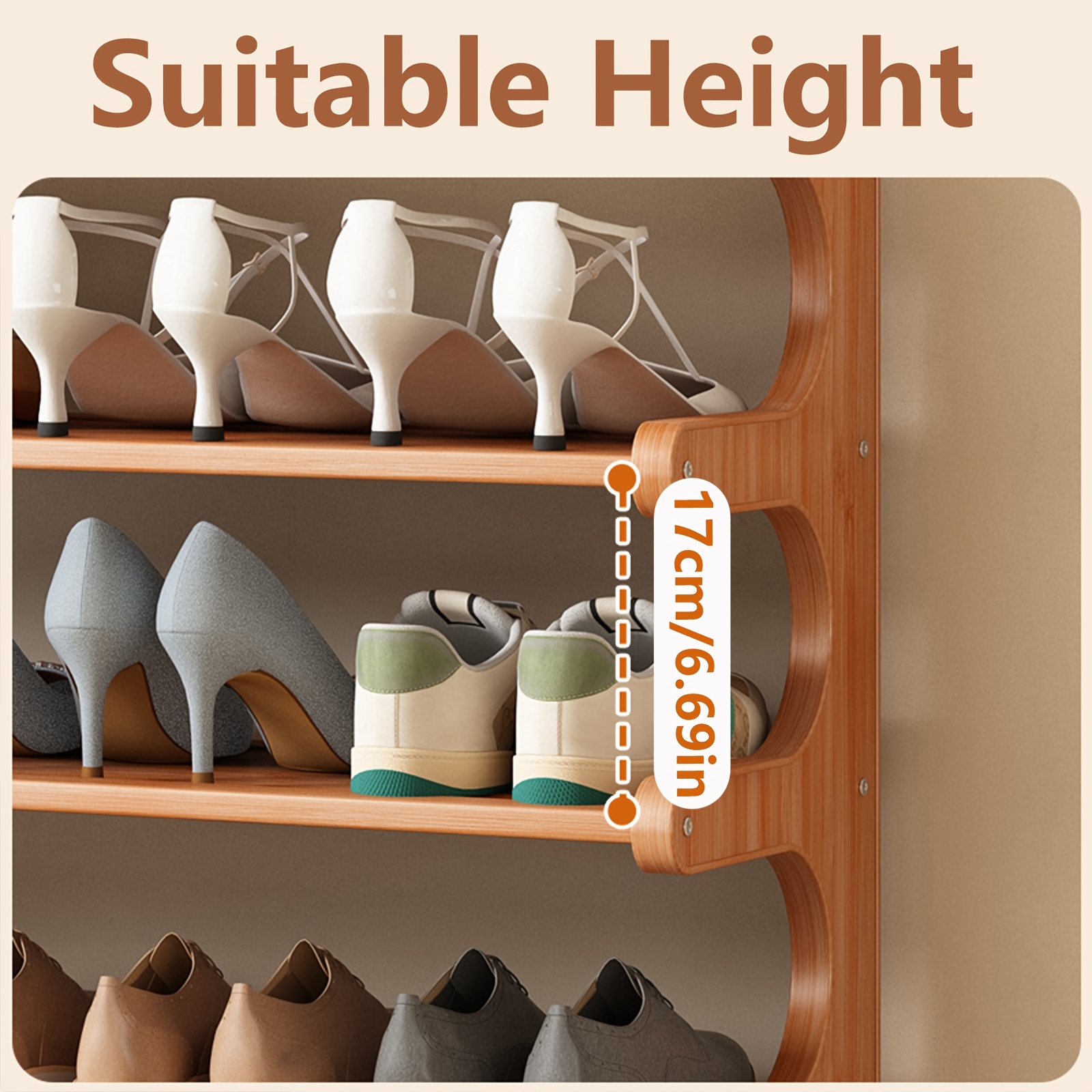 [Space Saving Shoe Rack] Space Saving 3/5/6 Tiers Bamboo Shoe Rack | Shoe Storage Organizers, Easy to Assemble, Sturdy Bamboo Rack for Front Door Entrance, Entryway, Living Room, Bedroom, Garage