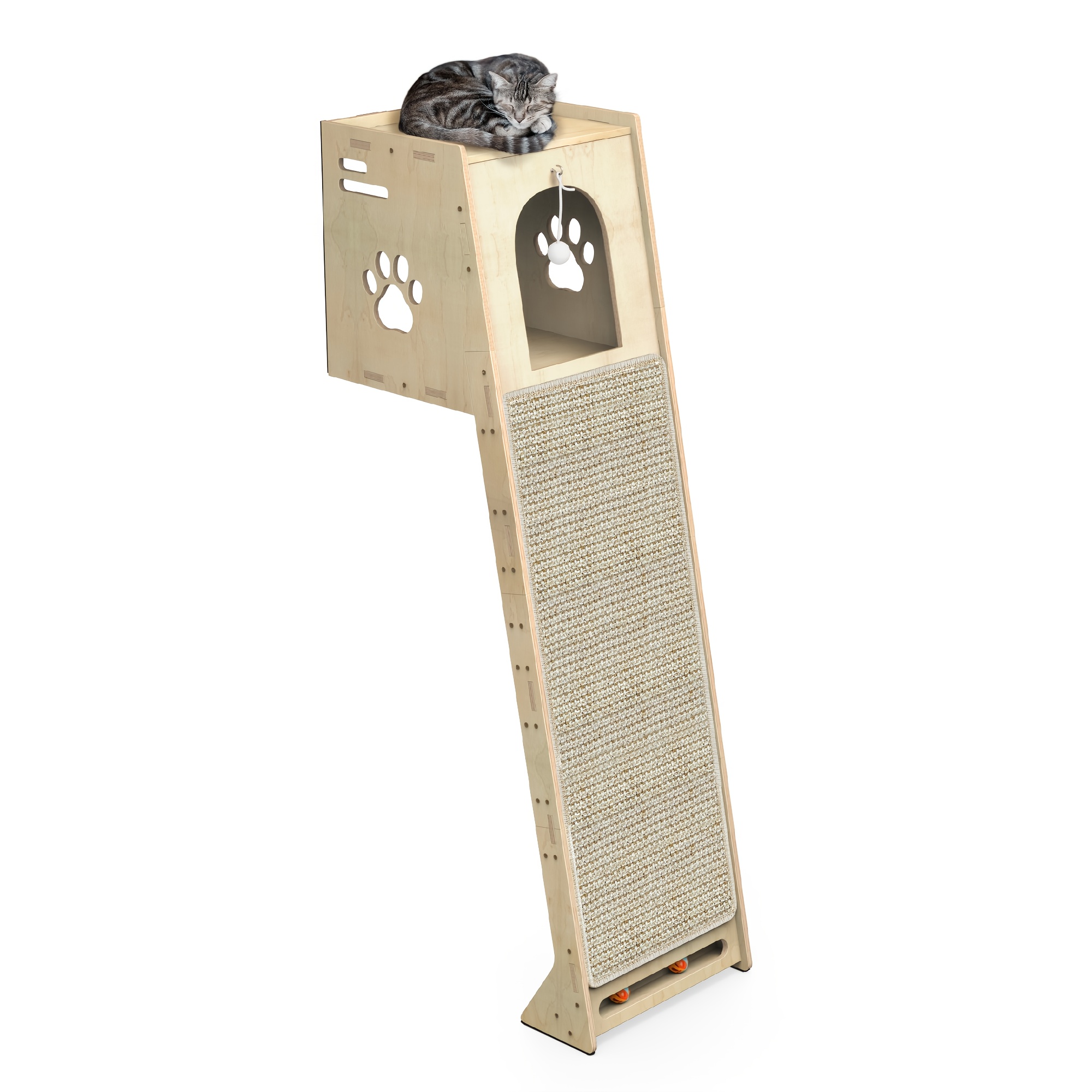 TEMU Arbre à chat mural d'intérieur pour grands chats et chatons, tour arbre à chat en bois de 59 pouces avec spacieuse pour chat, planche à gratter