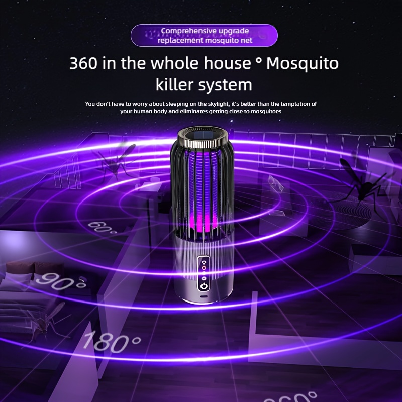 Mosquito Lamps, Mosquito Killers, Night Lights, Electric Mosquito Lamps, Three Adjustable Settings, Smart Timing, Multi-Angle Coverage, Nano Light Wave Mosquito Attraction, Long-Lasting Battery Life, Suitable for Homes, Hotels, Offices, And More