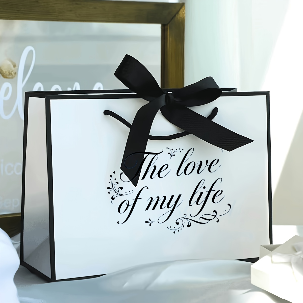Image of 1pc "love Of A " Gift Bag - Wide Base Foldable Style, Reusable, Sturdy , Versatile For Father's Day/birthday/christmas/valentine's Day - Elegant Gift Box Companion