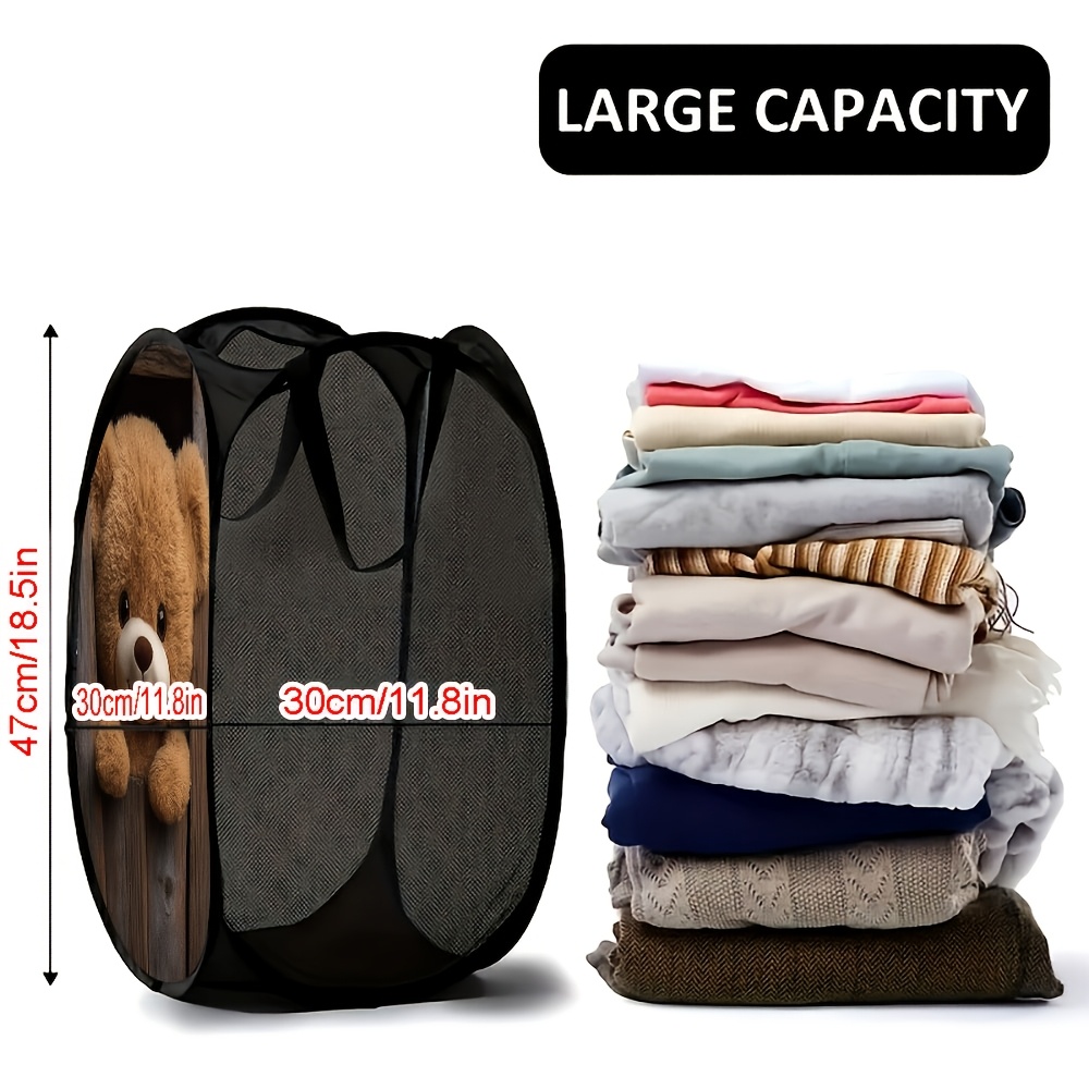 TEMU 1pc Of A Teddy Bear-themed Pop-up Laundry Hamper For Valentine's Day, Designed For Easy Folding And Storage, Organizing Bedrooms And Bathrooms