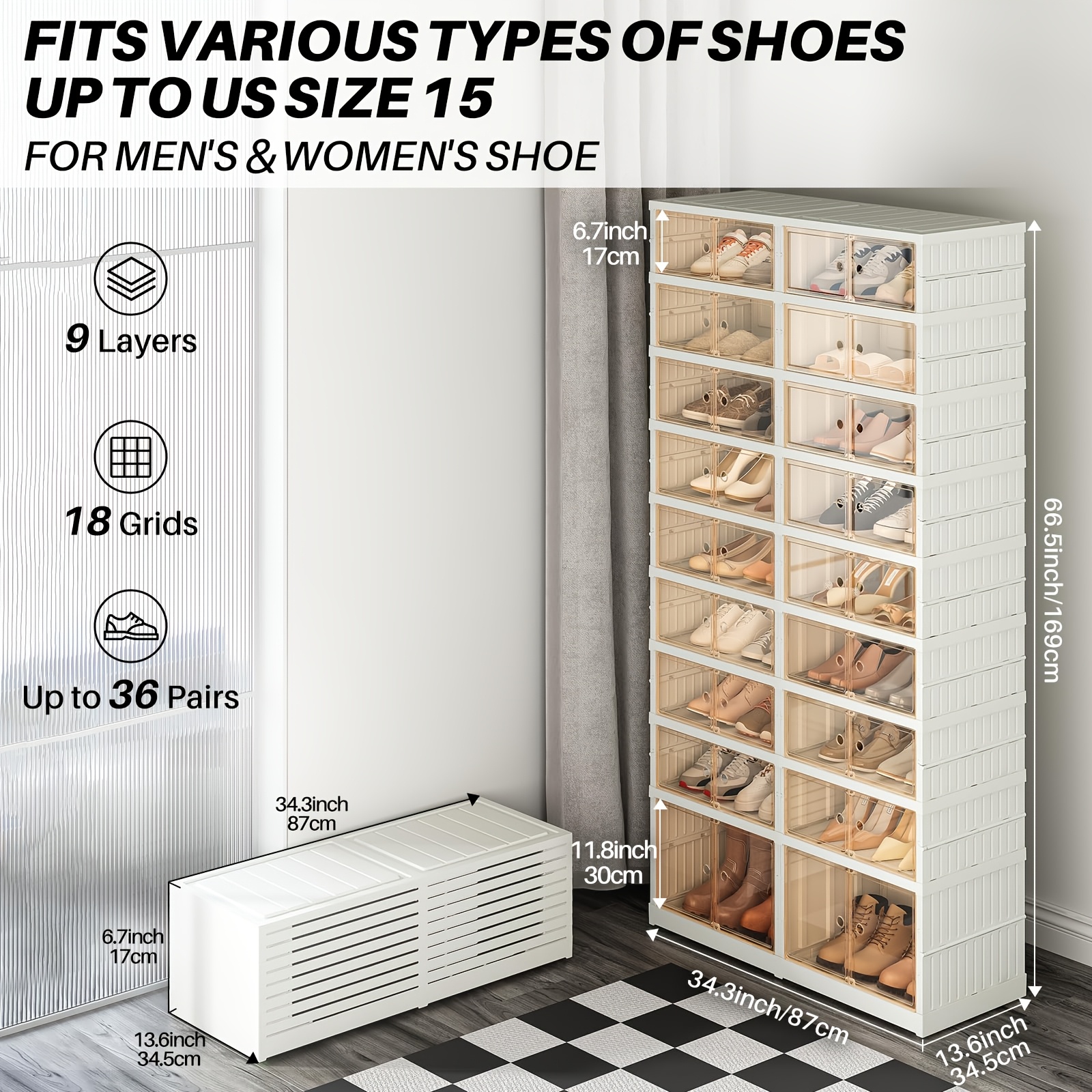 1pc tier foldable shoe rack plastic shoe shelf collapsible shoes storage box stackable clear shoe box with assembly shoe cabinet storage and organization details 3