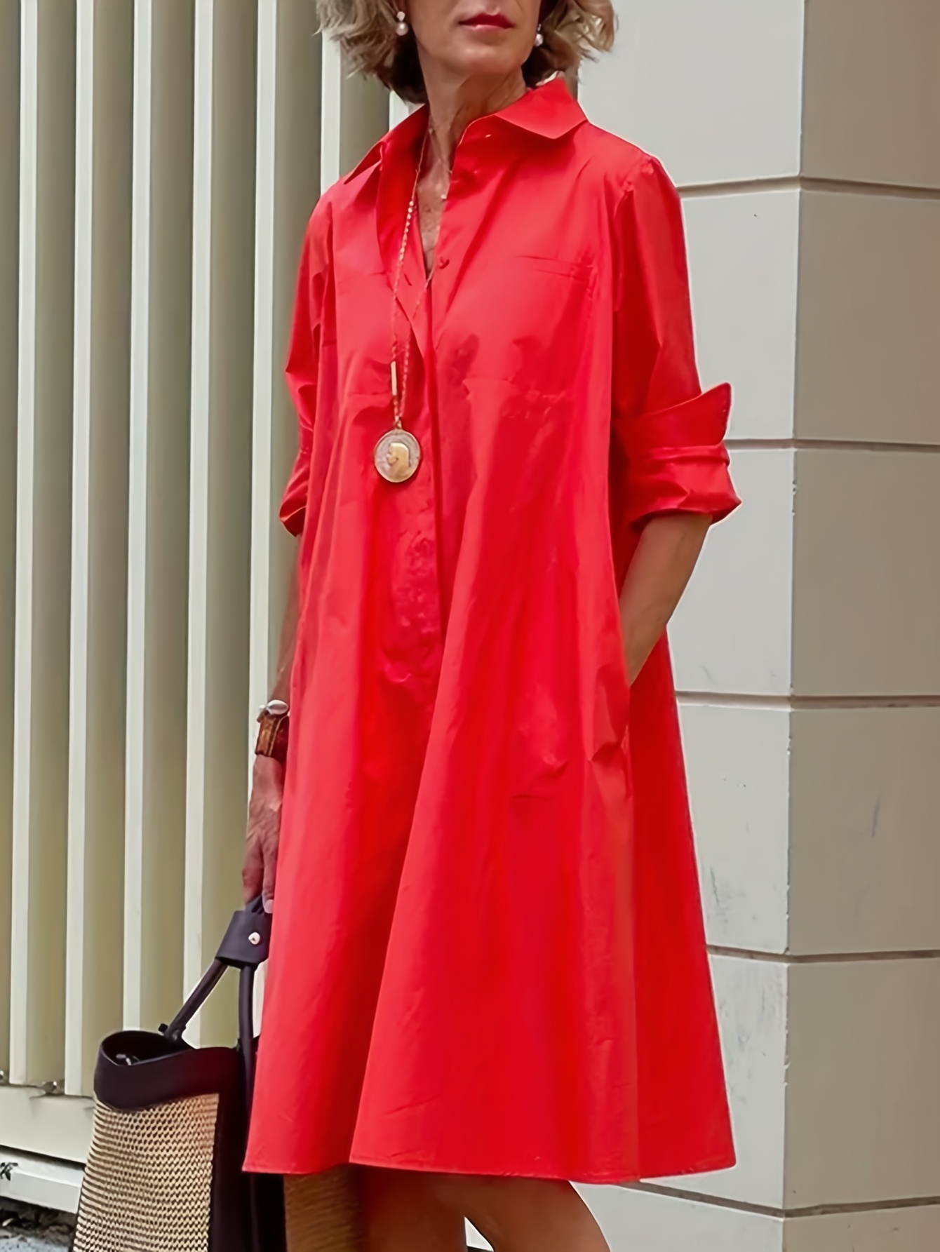plus size plus size large size womens easy loose shirt dress - Temu