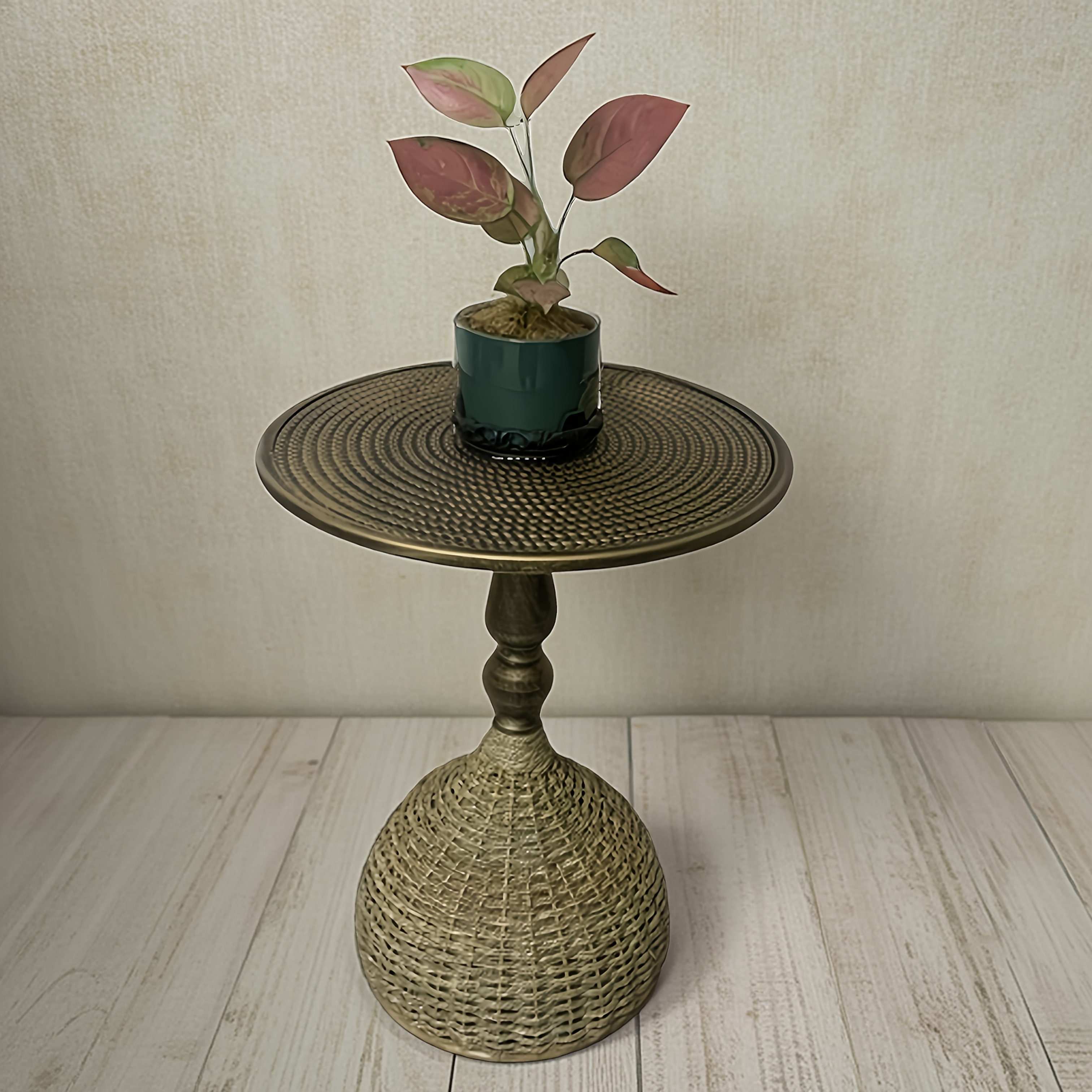 Handcrafted Wicker Iron Artistic Water Grass Rope Braided Tea Table Side Table Flower Rack Living Room Sofa Side Table Study Room Balcony Inn Outdoor Coffee House Bar, Garden Patio Bedroom Decoration