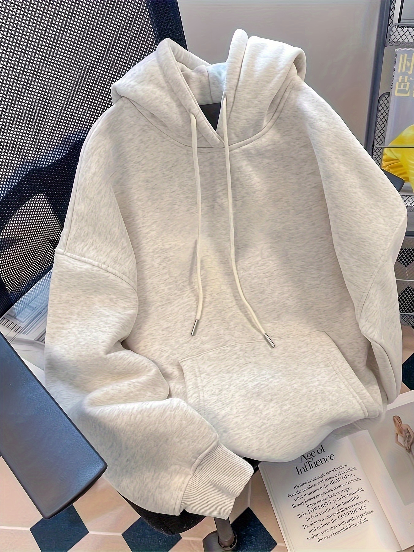 *'s Heavyweight Hoodie Loose Fit Pullover Sweatshirt, Light Grey/ Casual  Streetwear for Everyday Formal Outfits Machine Washable Spring/Fall E