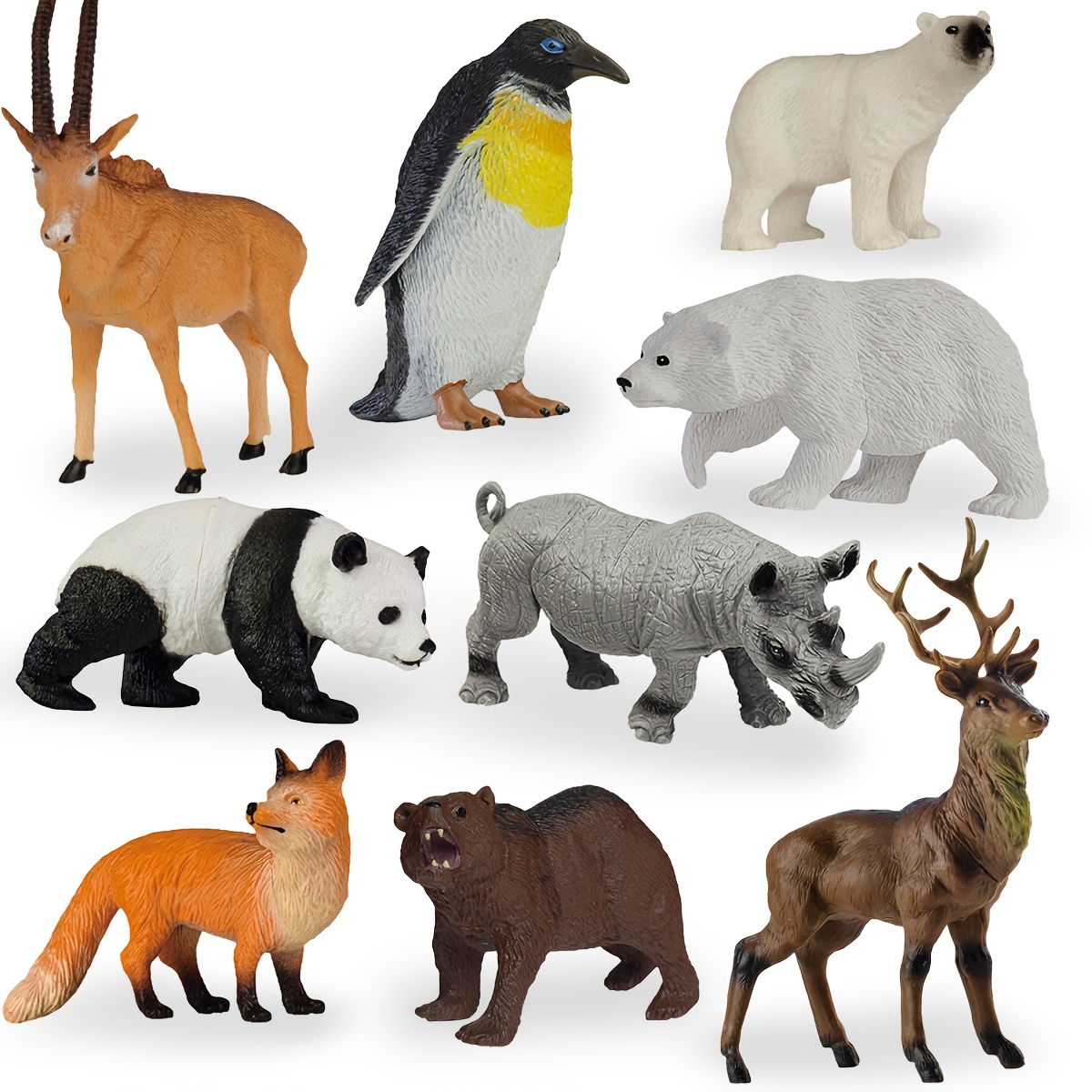Image of 9 Styles Of Realistic Sets | Parent-child Interactive Cognitive Toys | Kindergarten Education | Decorative Ornaments | Birthday Party | Polar Bear Penguin Panda Brown Bear Reindeer