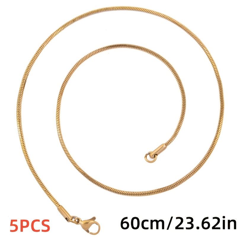 5pcs Multi-Length Lobster Clasp Square Snake Chain Necklace Set