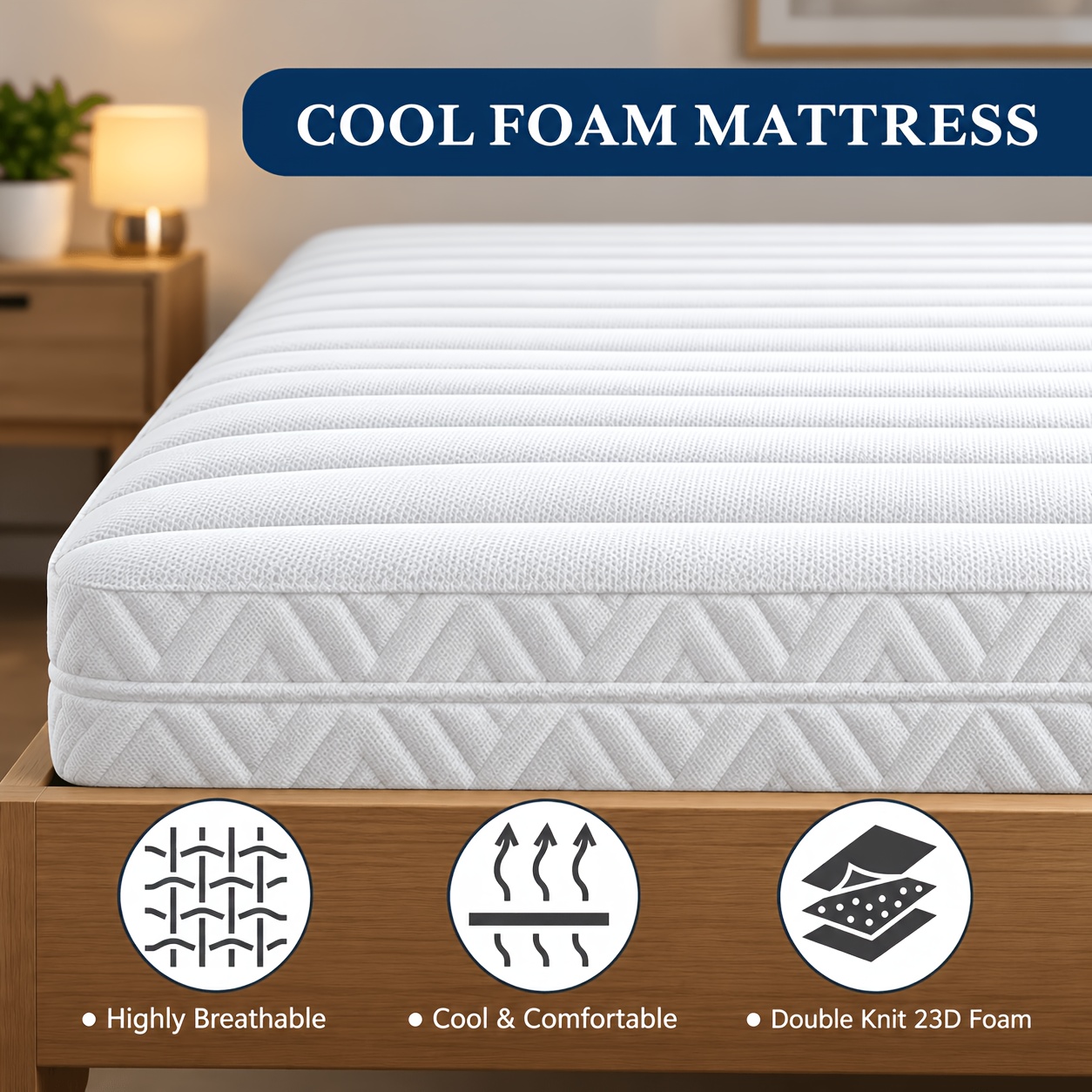 Image of Foldable Dual-size Ergonomic Foam Mattress - Breathable And Durable, H3 Firmness, White, 140x200x18cm