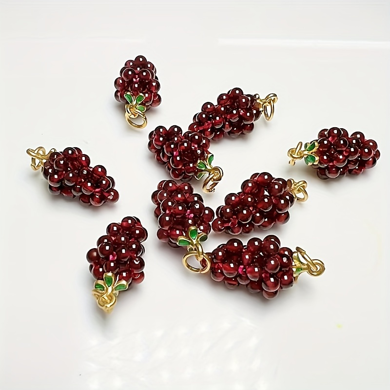 

Pendentifs de de raisin de cristal naturel 2pcs, charms de fruits façonnés à pour la création de bijoux de collier et de boucles d'oreilles DIY, pas de requise