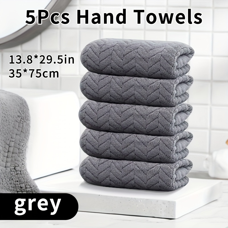 TEMU 5pcs Set - Plain Color - Wheat Ear Stripe - Towel Hand Towel Inches X Inches Multiple Colors : Soft, Absorbent, Fashionable - Very Suitable For Home Use