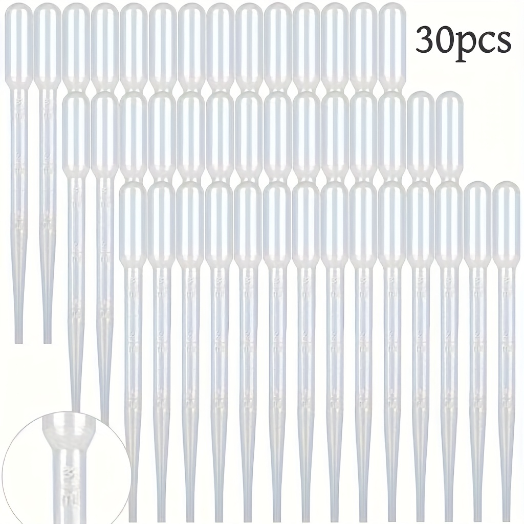 E-shop 30 Wiederverwendbare Plastik-Tropfer, Segmentierte Tropfer, Kosmetik-Transfer-Tropfer, 3 ml Tropfer, Präzisionswerkzeuge, 3 ml/0,1 Oz, , Einfach